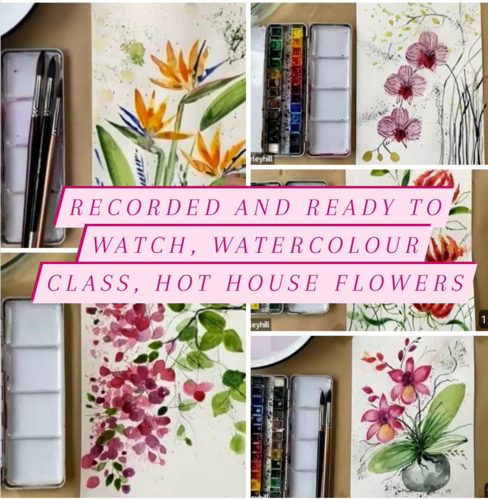 Recorded and ready to watch, Watercolour hothouse flowers (set of 4)