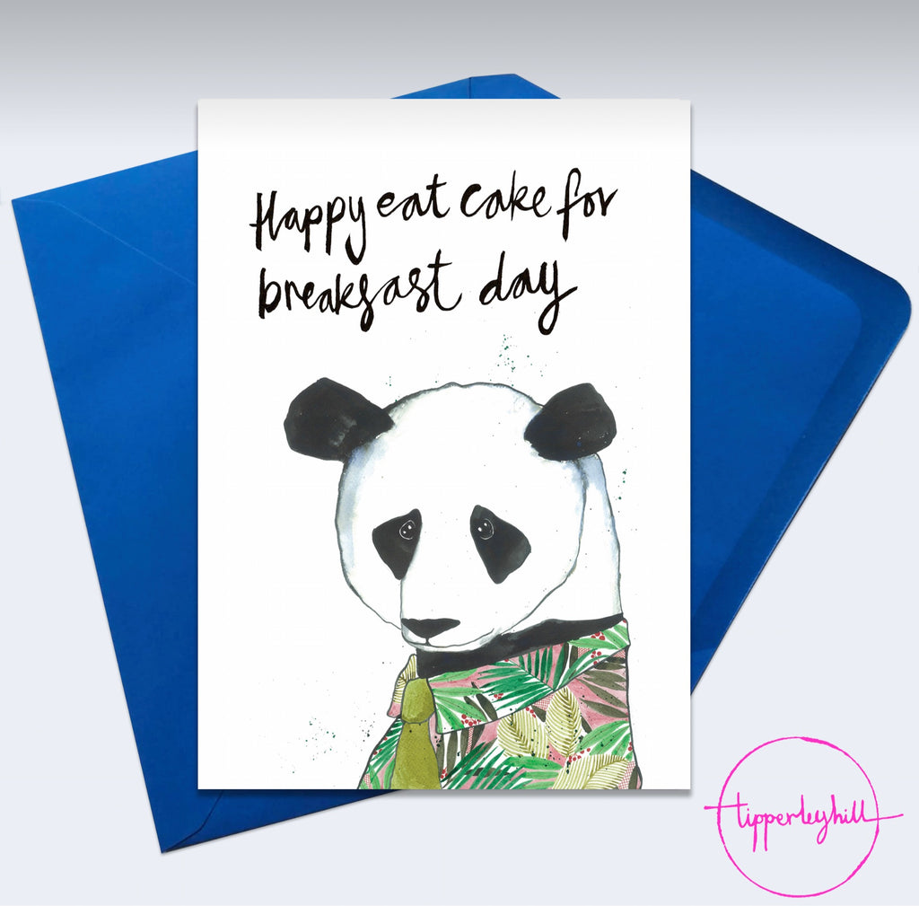 Card, AS09COLE, Cole the Panda, ‘Happy eat cake for breakfast day’