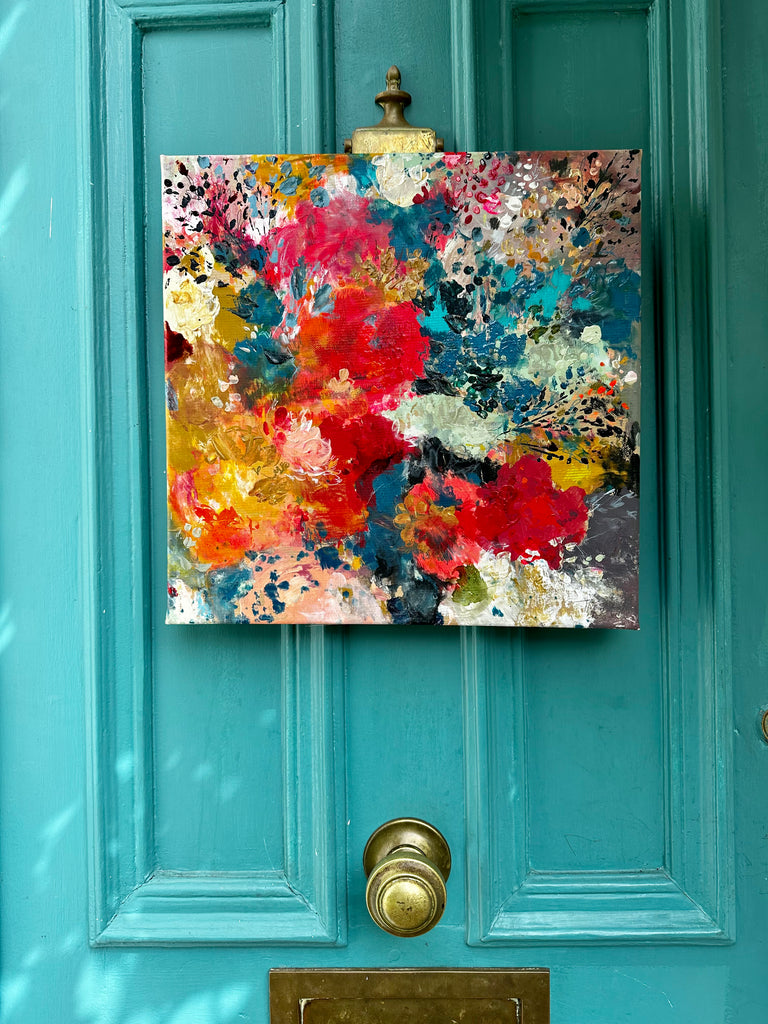 Abstract floral, ‘Stay with me’ 40 x 40cm on deep edged canvas