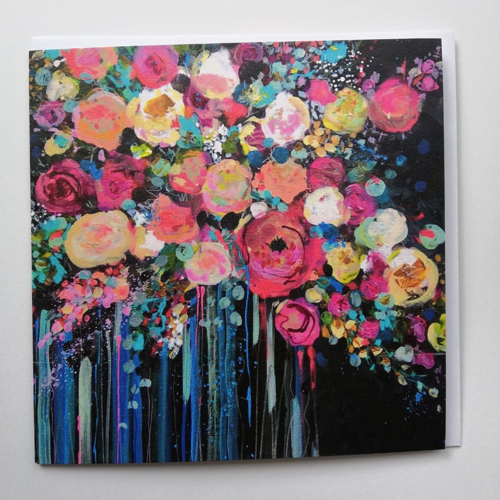 Card, FL07, Neon Pink, Floral greeting card