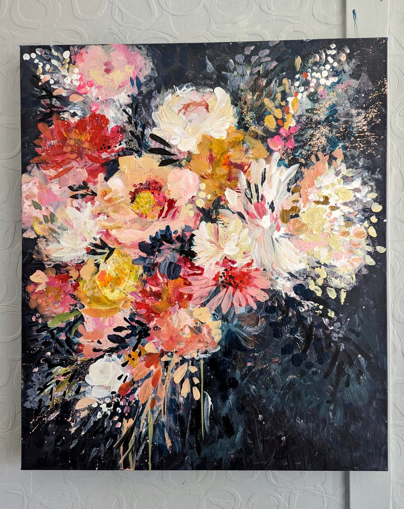 Abstract floral, ‘You and us’ 60 x 70cm on deep edged canvas