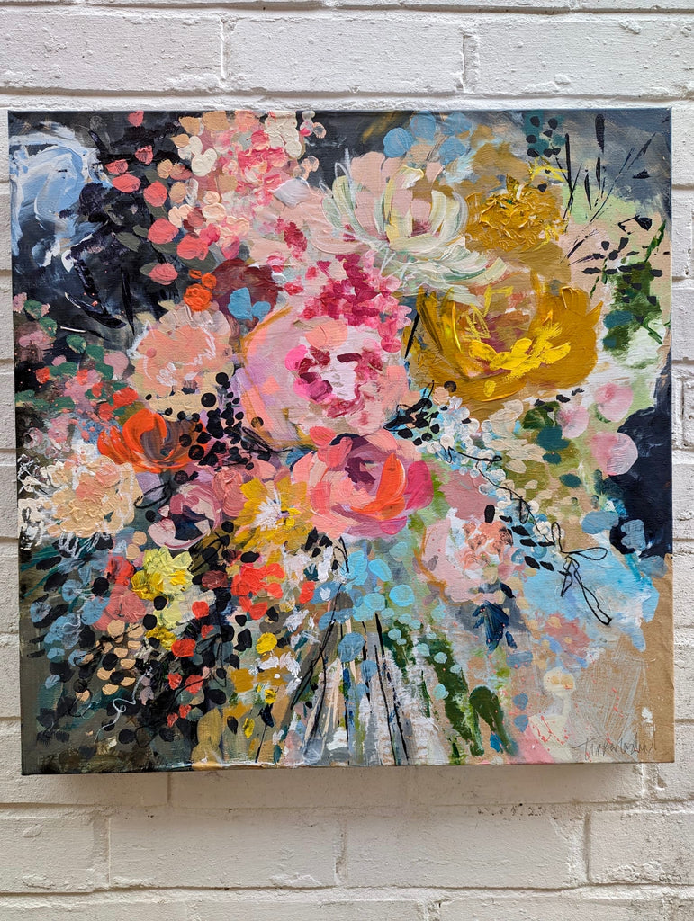 Abstract floral, ‘In love with me’ 60 x 60cm on deep edged canvas