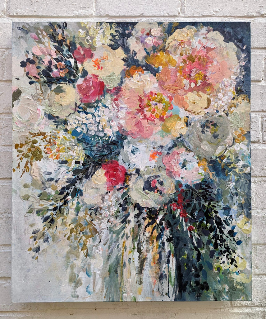 Abstract floral, ‘Me, you, me’ 60 x 70cm on deep edged canvas