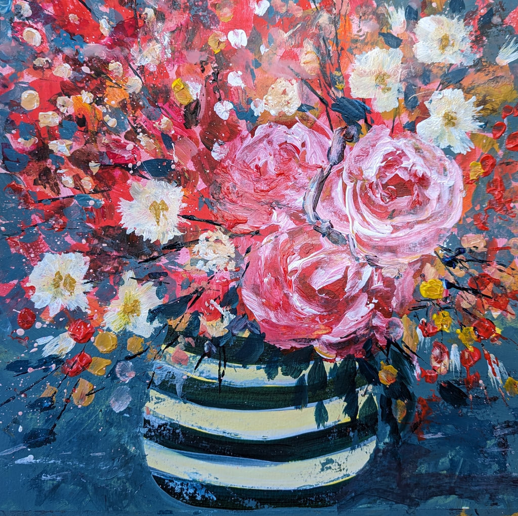 Recorded Freestyle Floral Vase masterclass in acrylics