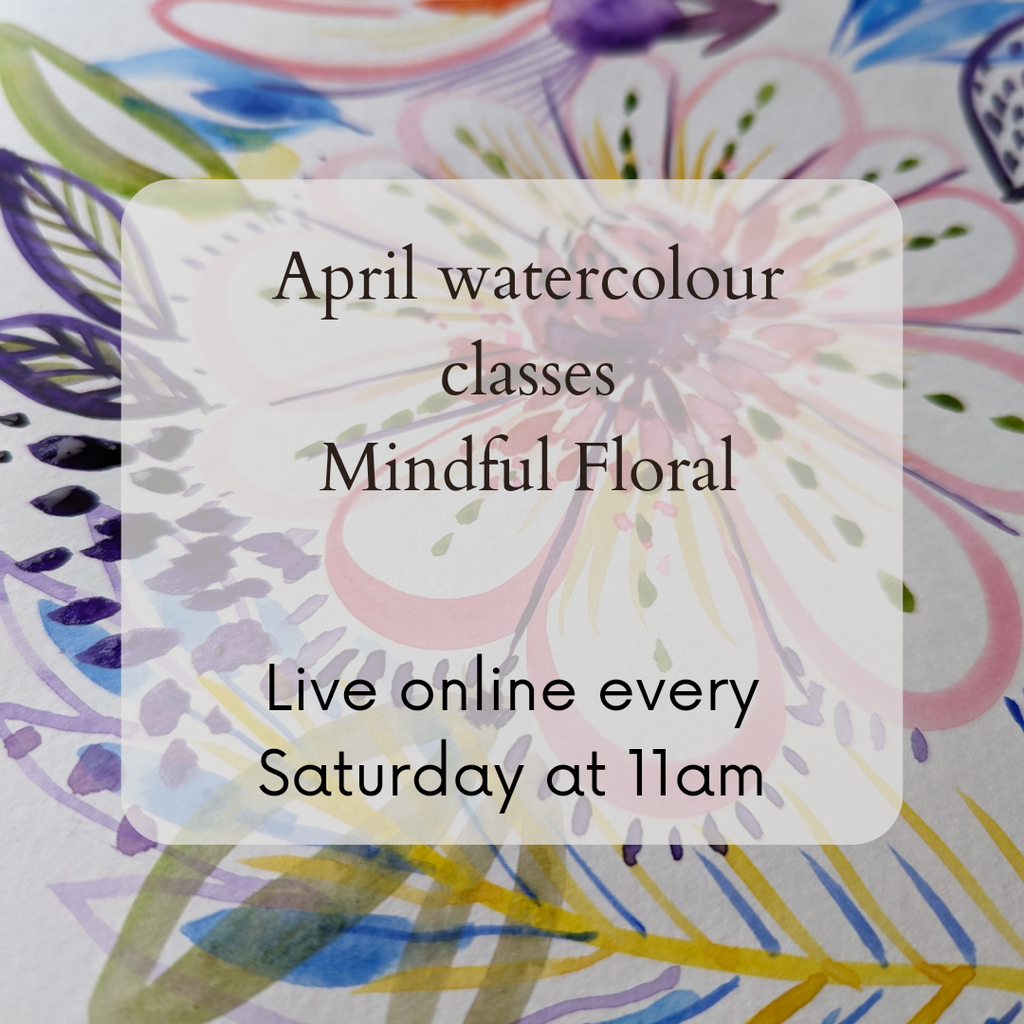 April online watercolour classes, Mindful florals (set of 4)
