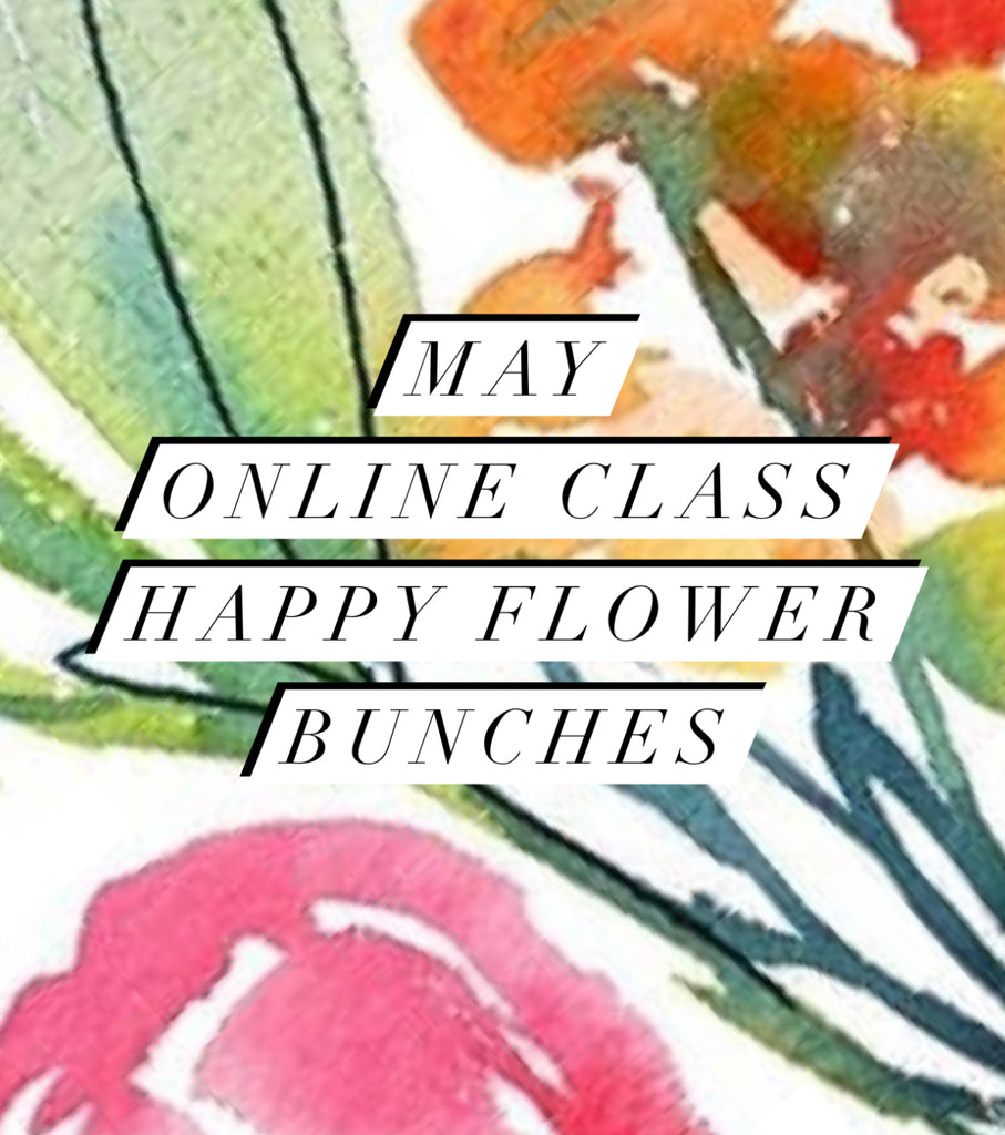 May online watercolour classes, Happy Flower Bunches (set of 4)