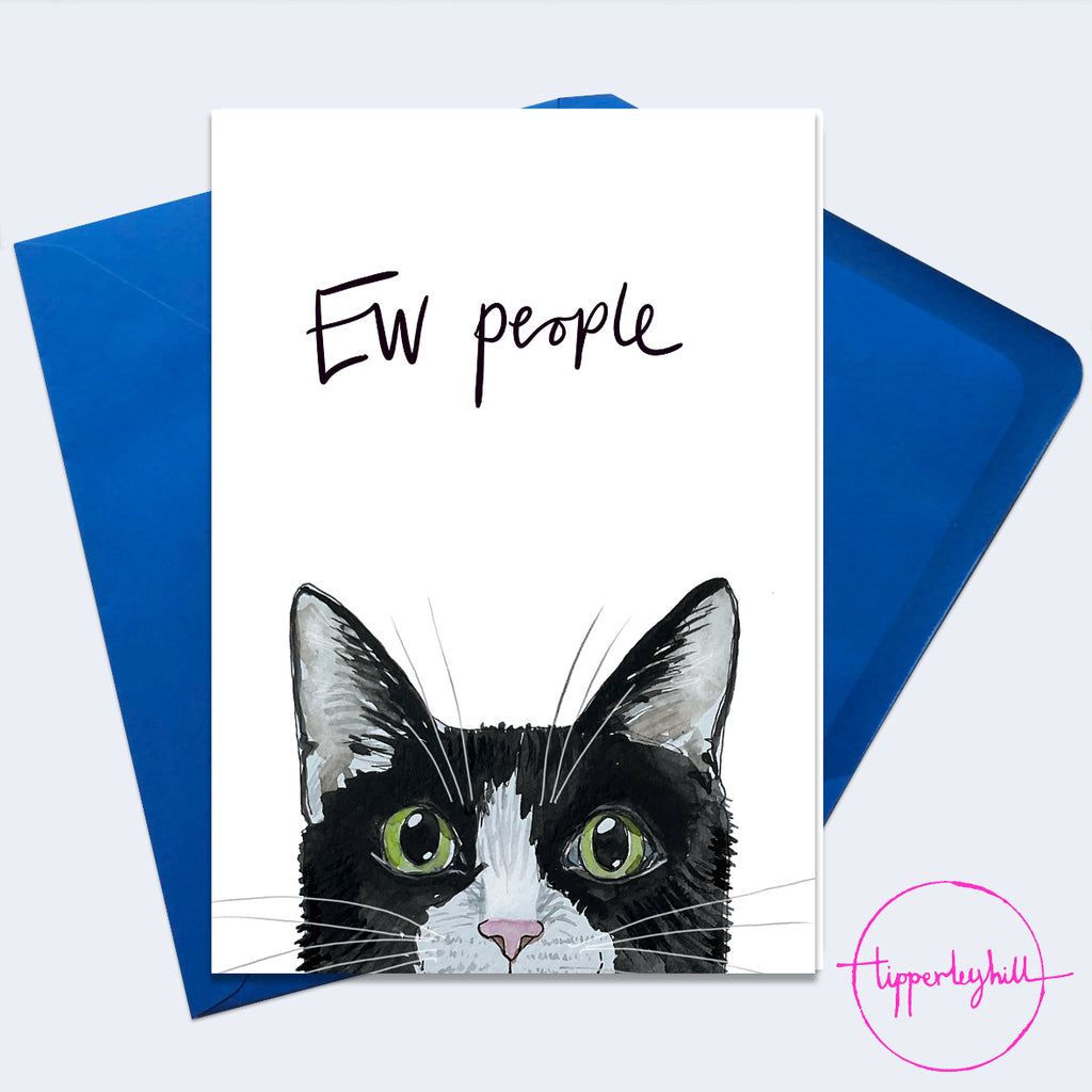 Card, AS140EW ‘Ew’ black cat card