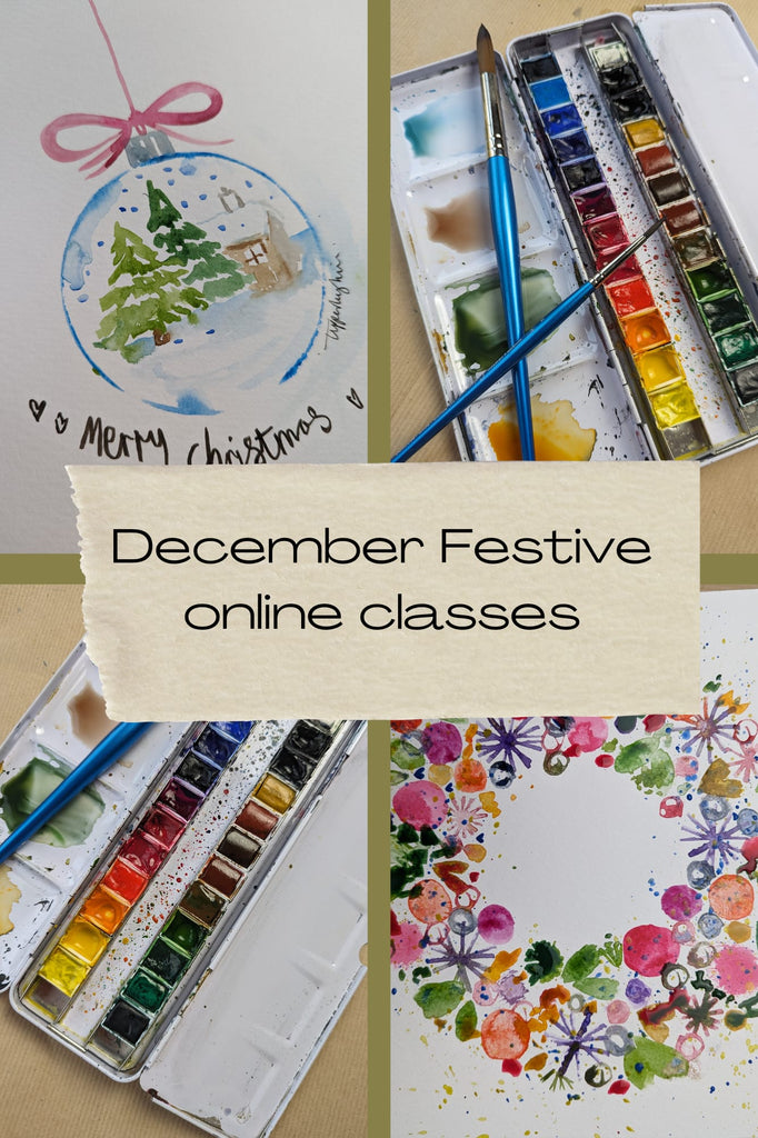 Festive Floral watercolour classes December  (set of 4)