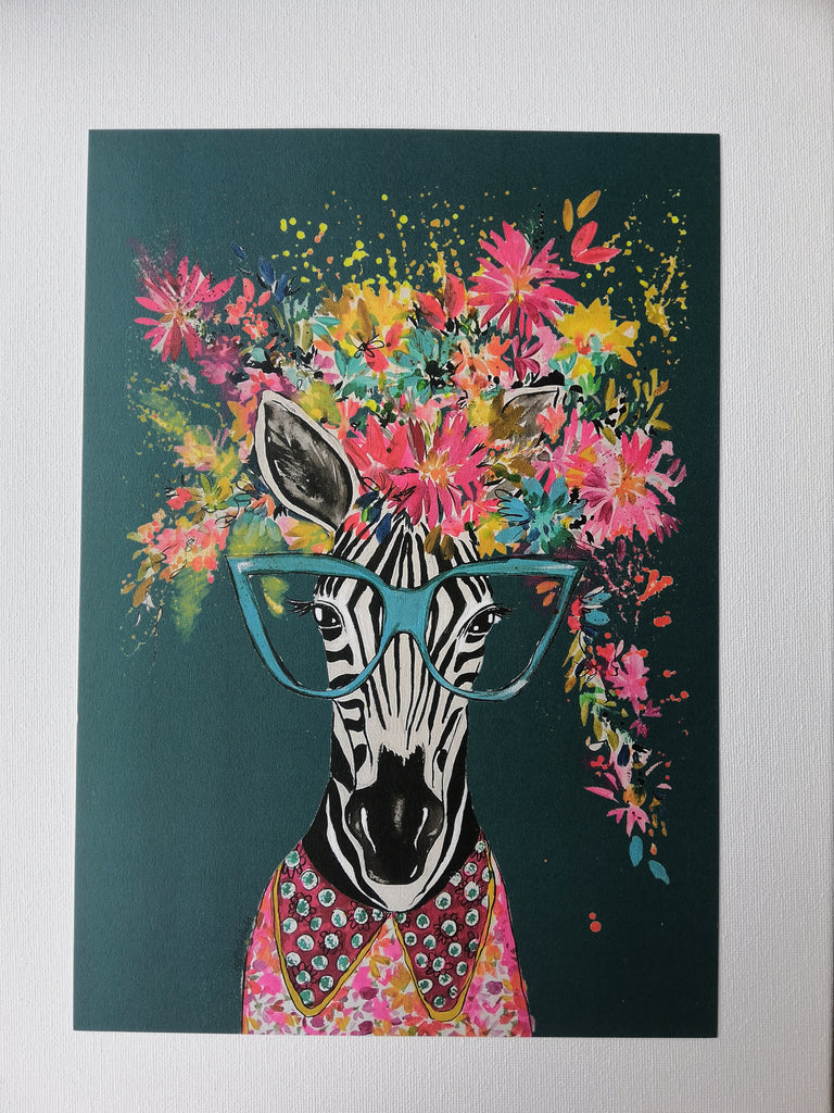 Zebra Print Teal A4