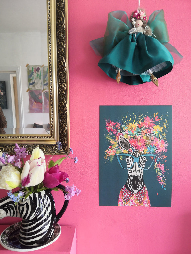 Zebra Print Teal A3