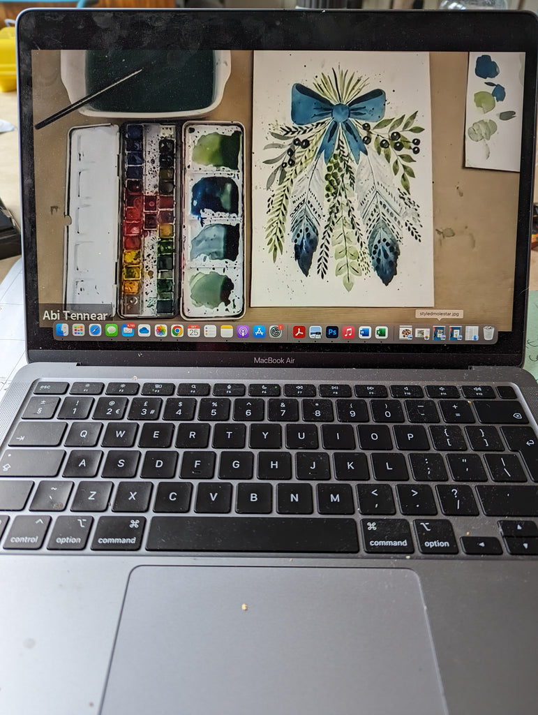 Recorded and ready to watch watercolour classes ‘Festive Flowers’ (set of 3 Cyclamen, Feather and foliage swag and Mistletoe and ivy)