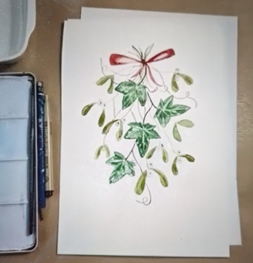 Recorded and ready to watch watercolour classes ‘Festive Flowers’ (set of 3 Cyclamen, Feather and foliage swag and Mistletoe and ivy)