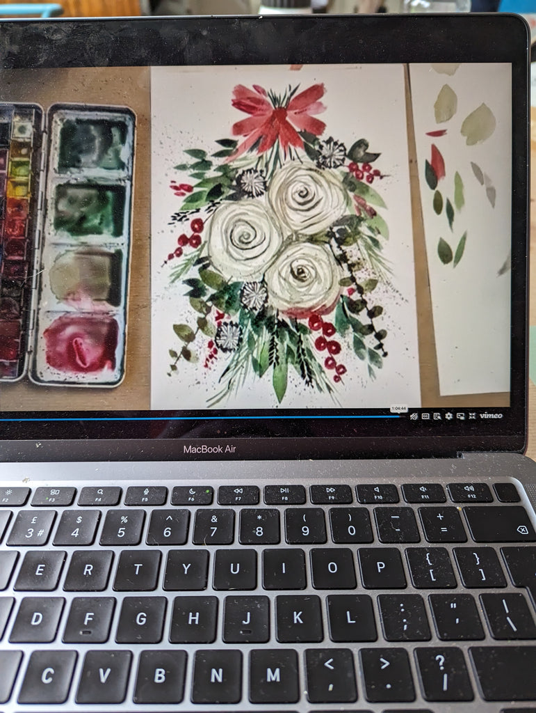 Recorded and ready to watch Festive collection, sway, wreath, vase, in watercolour' (set of 3)