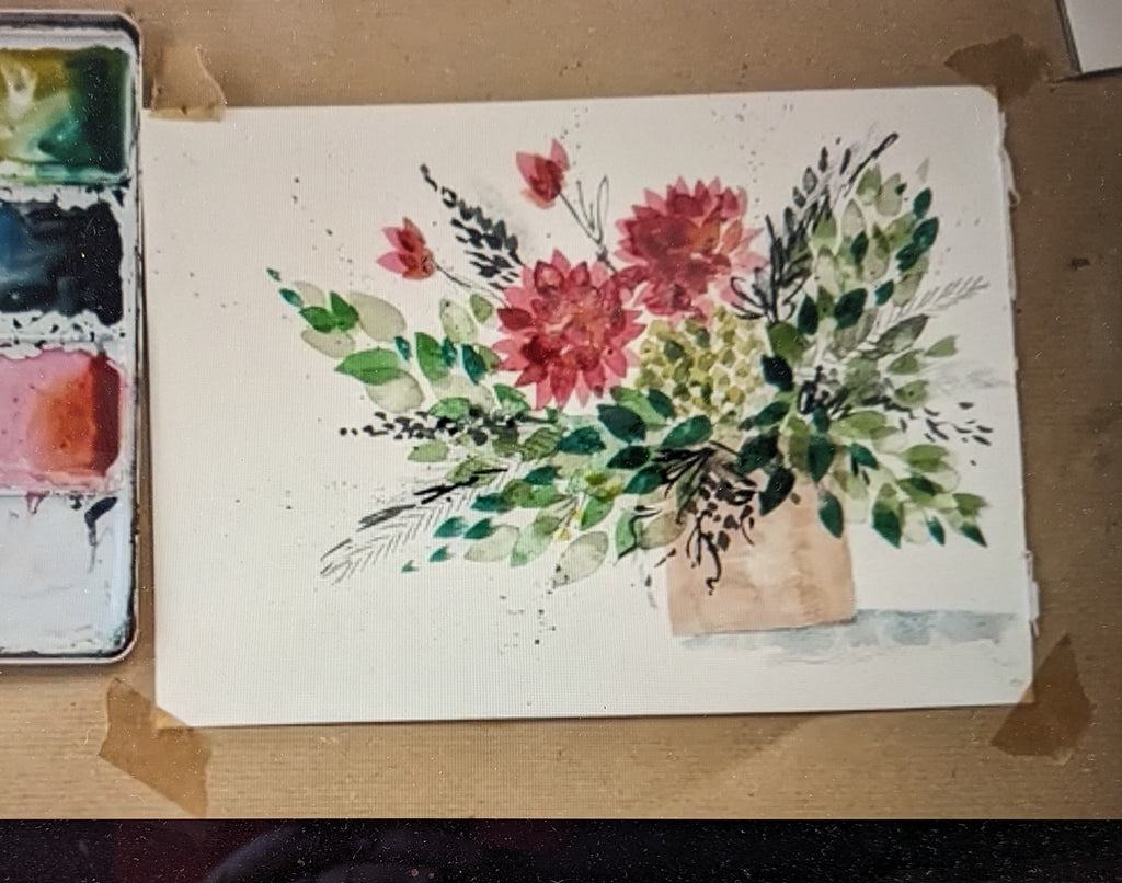 Recorded and ready to watch Festive collection, sway, wreath, vase, in watercolour' (set of 3)