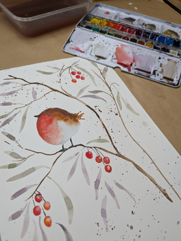 Festive Floral watercolour classes December  (set of 4)