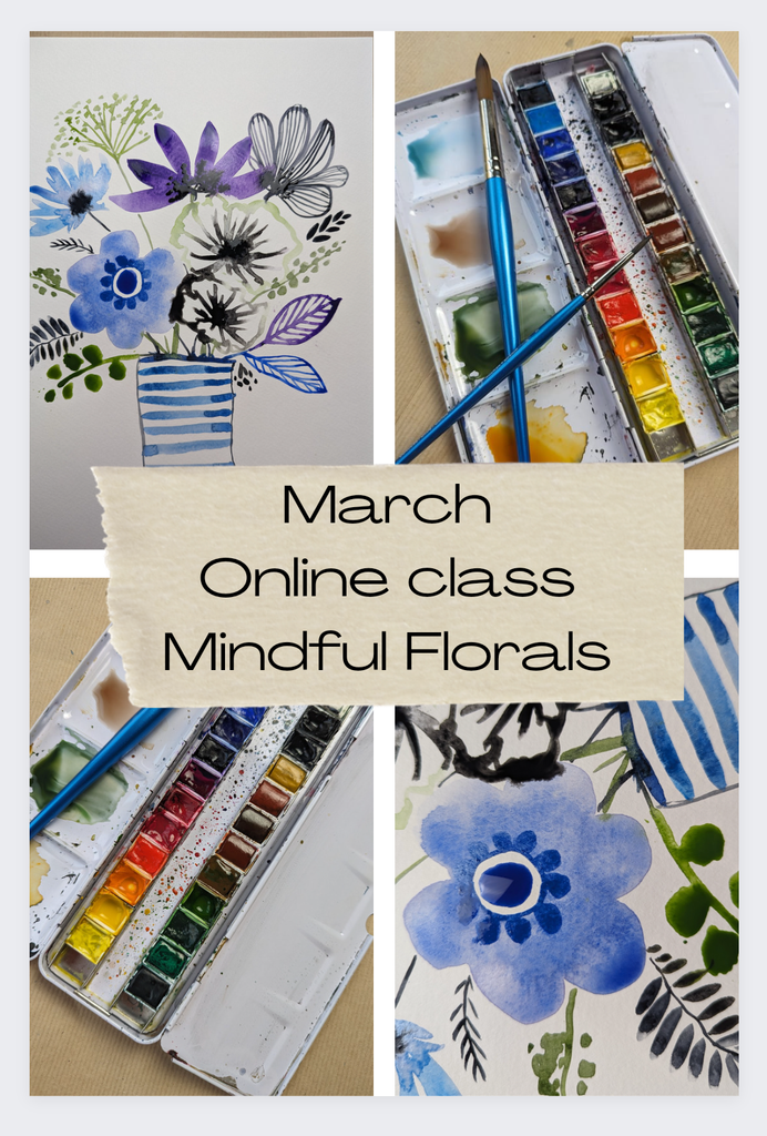 March online watercolour classes, Mindful Florals  (set of 4)