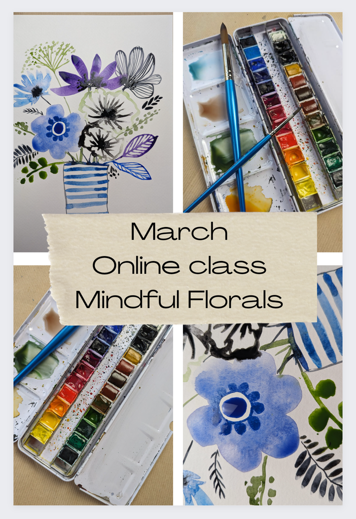 March online watercolour classes, Mindful Florals  (set of 4)