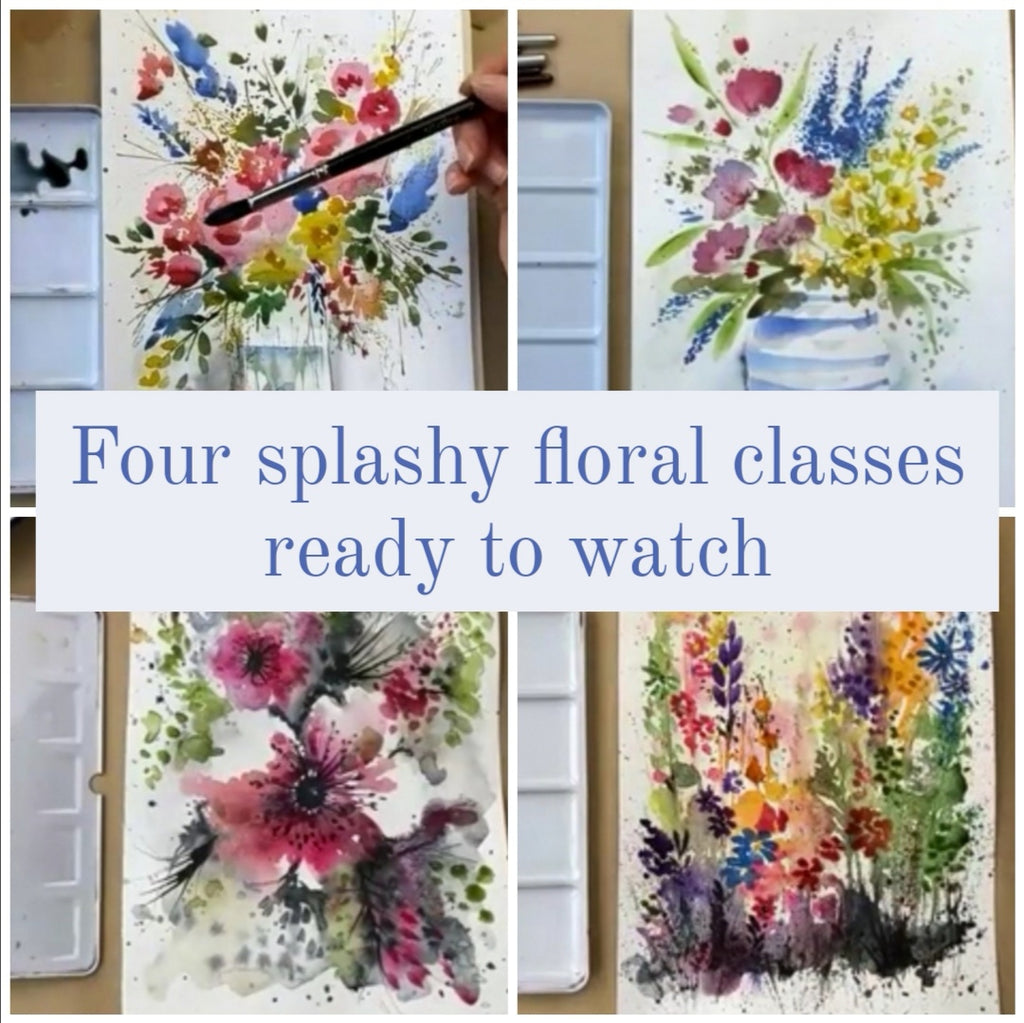 Recorded ready to watch, Splashy watercolour flowers