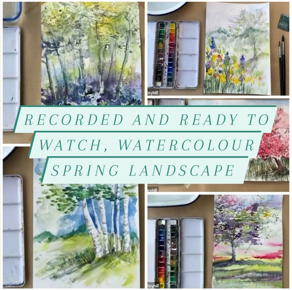 Recorded and ready to watch Spring watercolour landscapes, set of 4