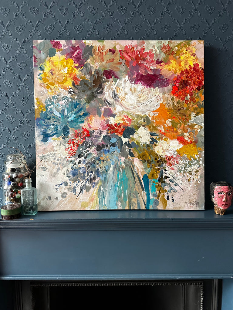 Abstract floral, ‘Splendid love’ 60 x 60cm on deep edged canvas