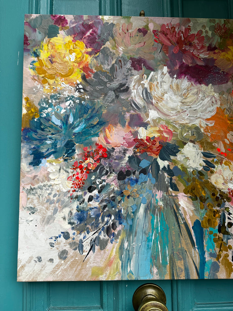 Abstract floral, ‘Splendid love’ 60 x 60cm on deep edged canvas