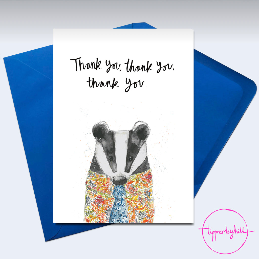 Card, AS34THANKYOU, Bertie Badger, ‘Thank you, thank you, thank you’