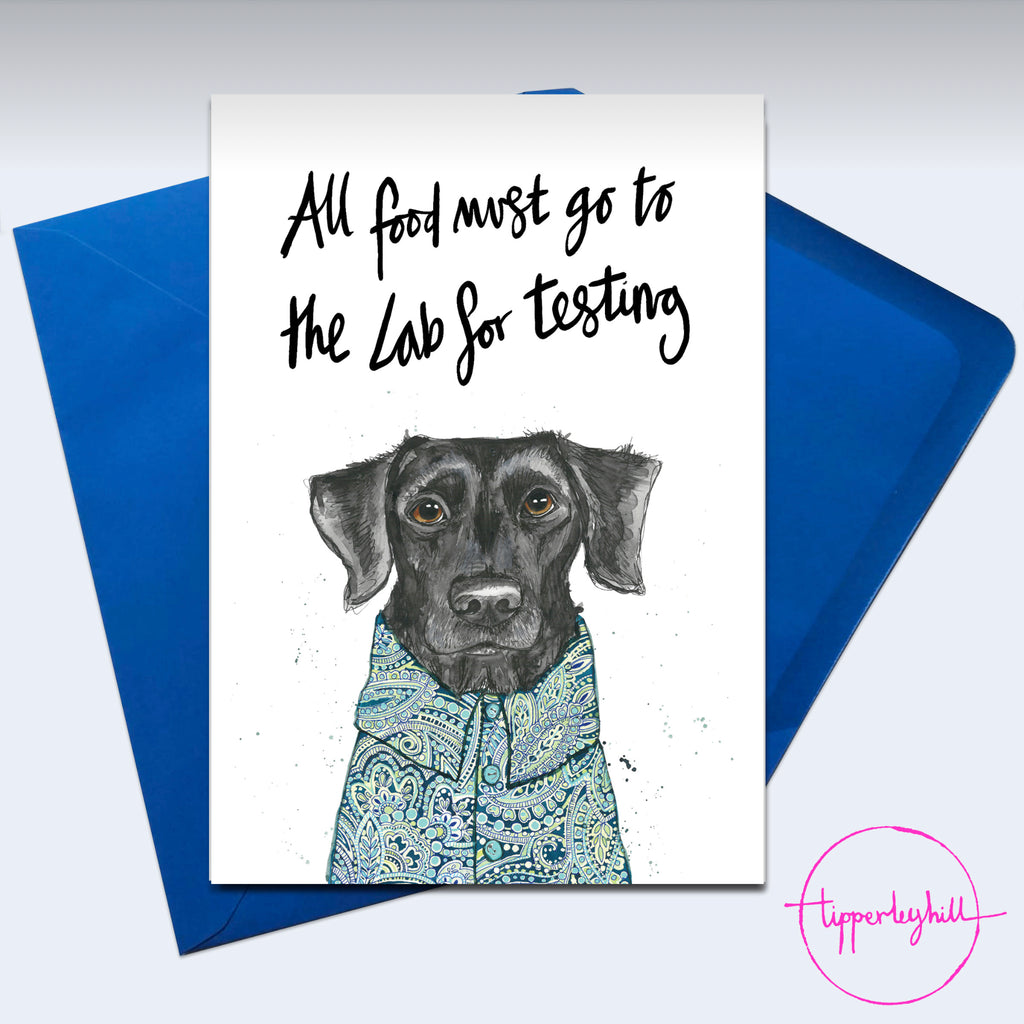 Card, AS50LAB, Skip black lab, ‘All food must go to the lab for testing’