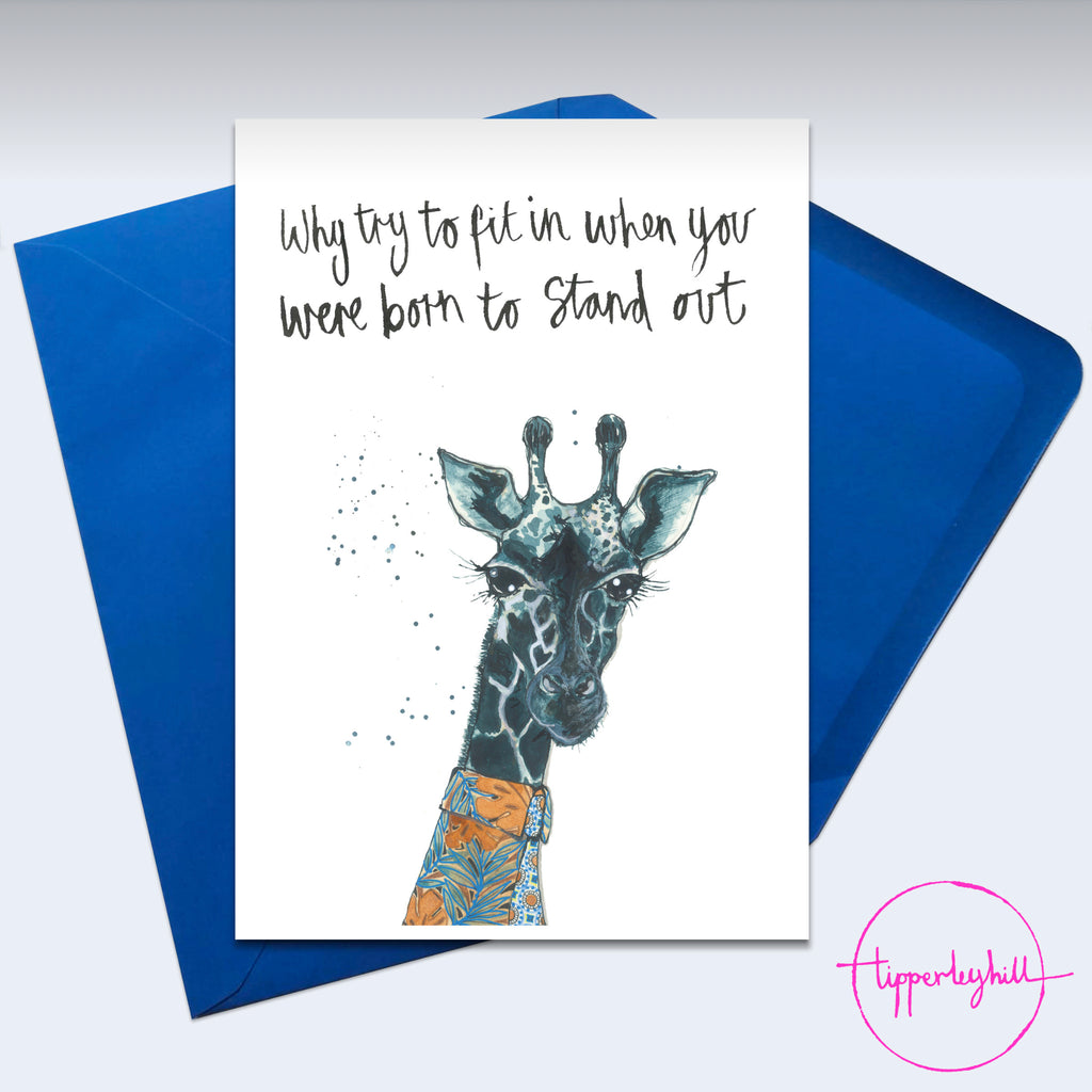 Card, AS01WILDER, Wilder the giraffe, ‘Why fit in when you were born to stand out’