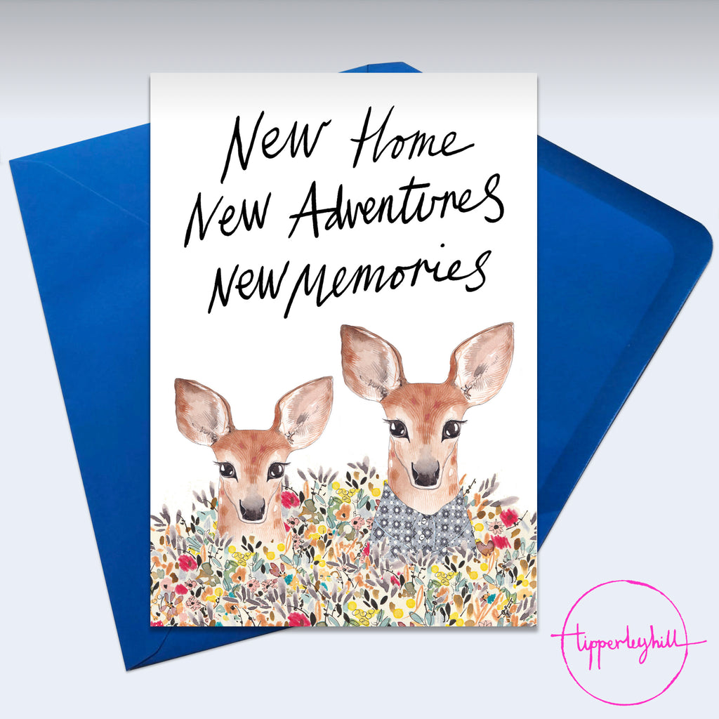 Card, AS61HOME, Deer x 2, ‘New home, new adventures, new memories’