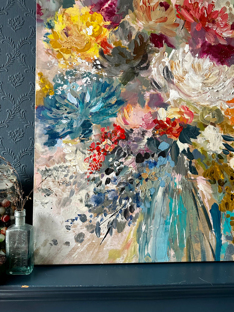 Abstract floral, ‘Splendid love’ 60 x 60cm on deep edged canvas