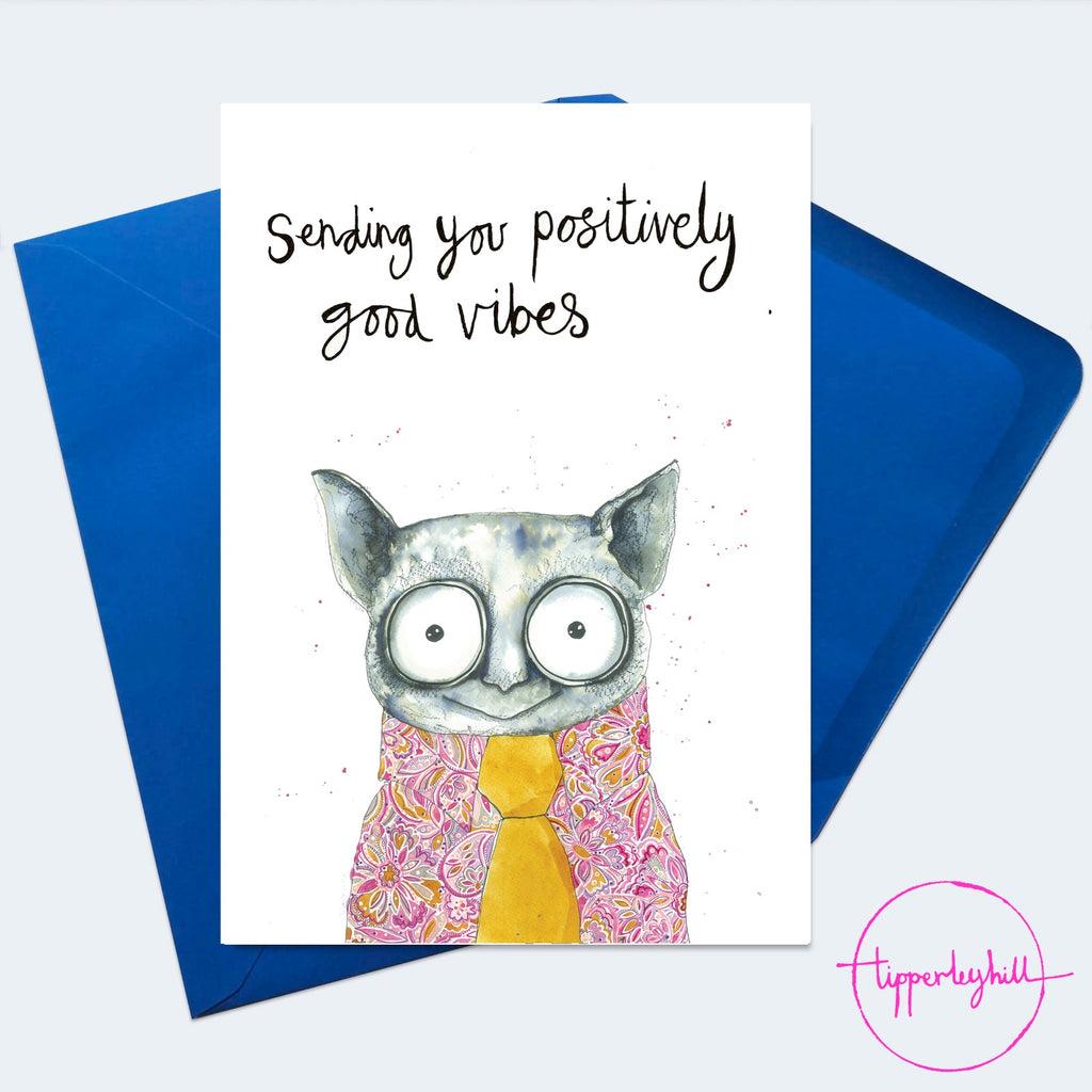 Card, AS13HANK, Hank the tarsier, ‘Sending you positively good vibes’