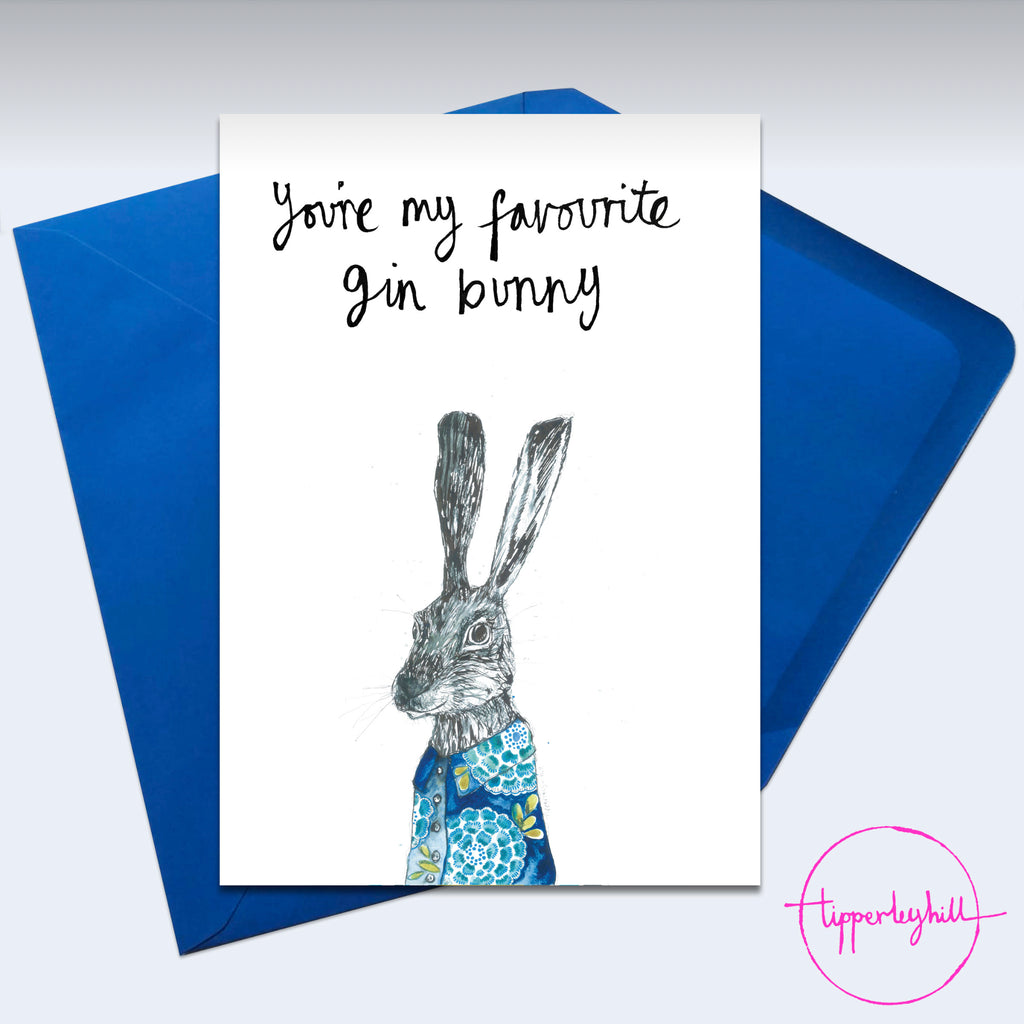 Card, AS23GIN, ‘You’re my favourite gin bunny’