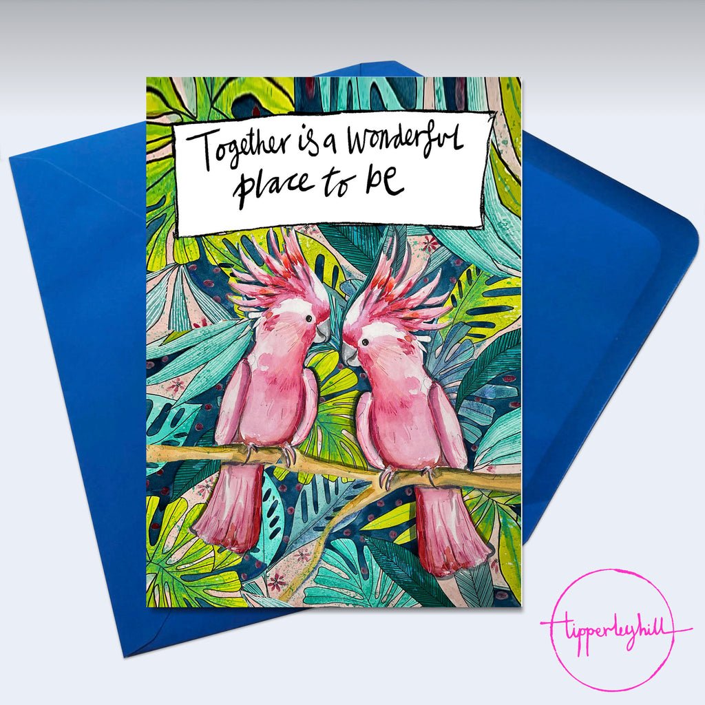 Card, AS71PINKBIRDS, ‘Together is a wonderful place to be’ card