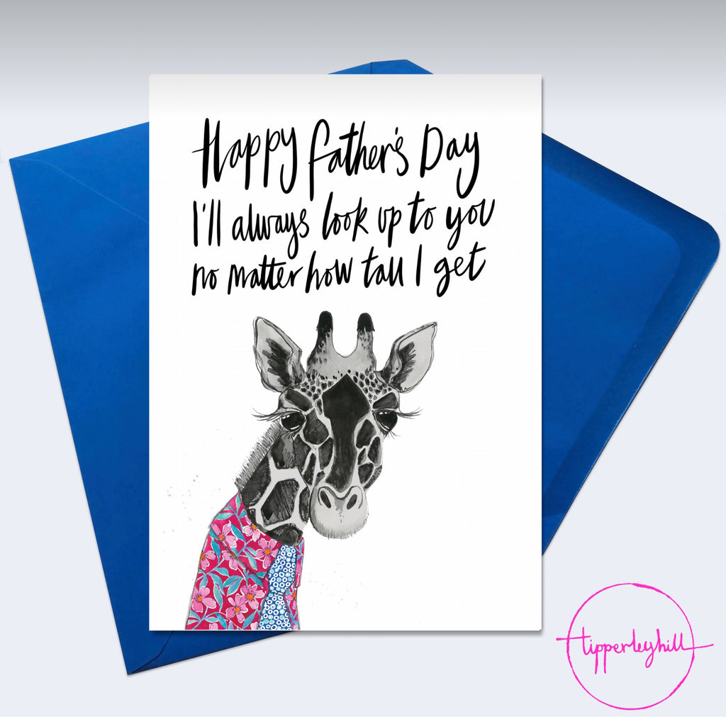 Card, AS103TALL Gerald giraffe, ‘Happy Father’s Day I’ll always look up to you no matter how tall I get’