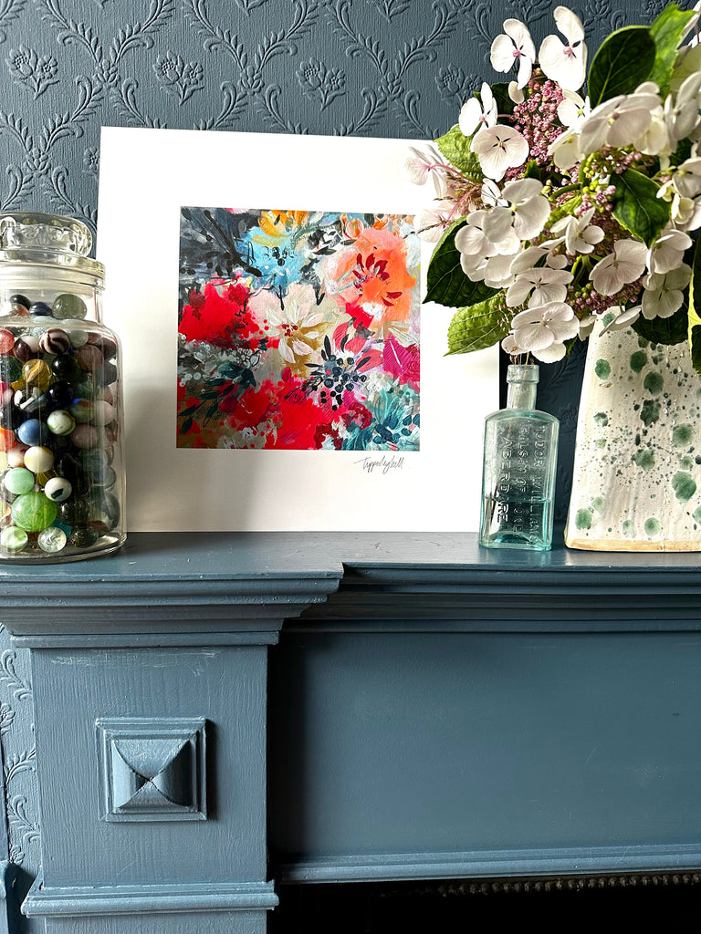 Floral art print, ‘Poppies and carnations’