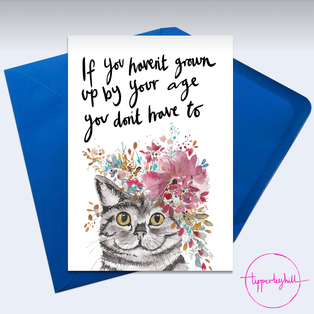 Card, AS52AGE, Storm cat birthday card ’If you haven’t grown up by your age you don’t have to’