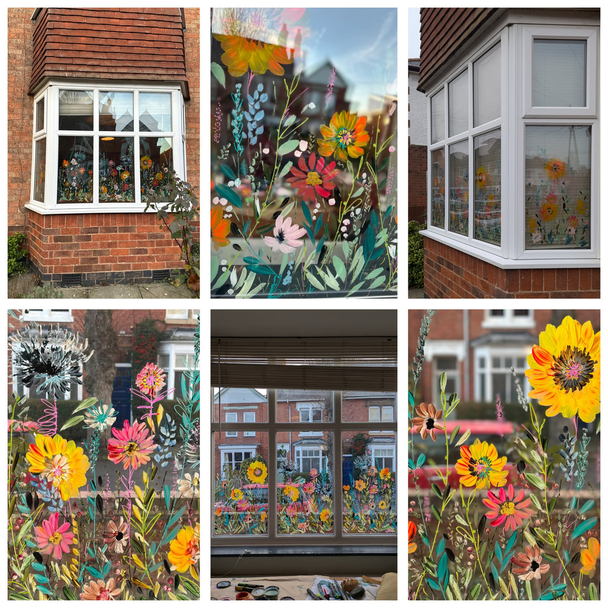 Spring flowers, privacy window, template and window painting tutorial ...