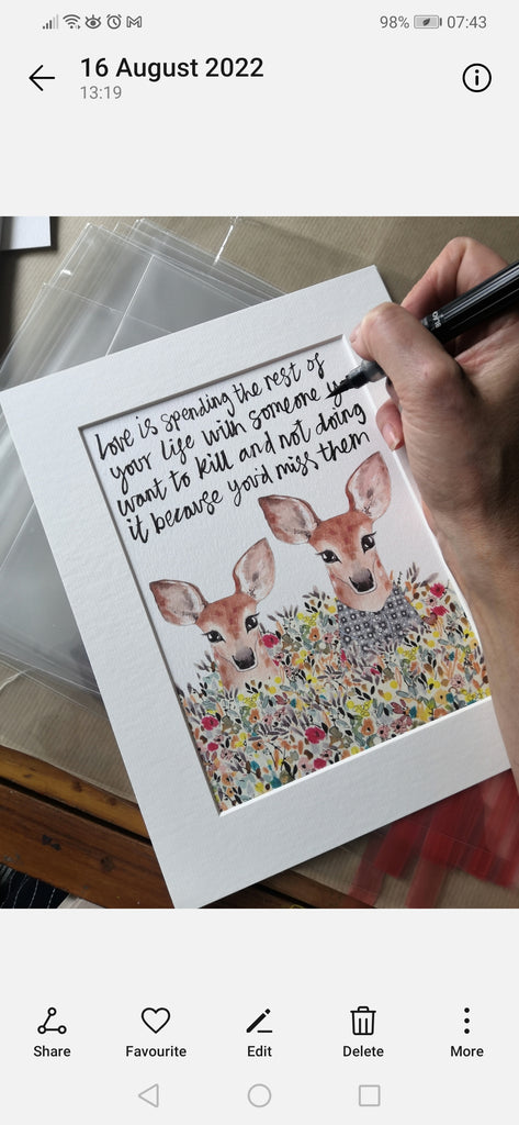 Animal art, Flower field, two deer