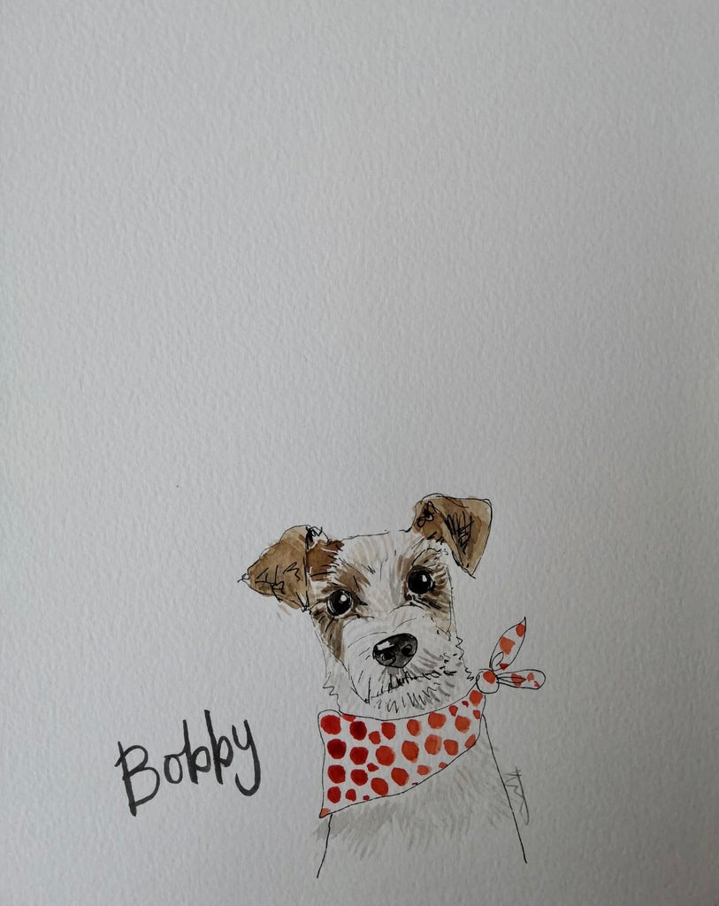 Pet portraits, mini, coloured, sketchy dog