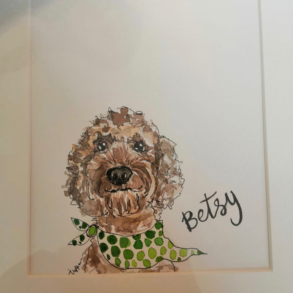 Pet portraits, mini, coloured, sketchy dog
