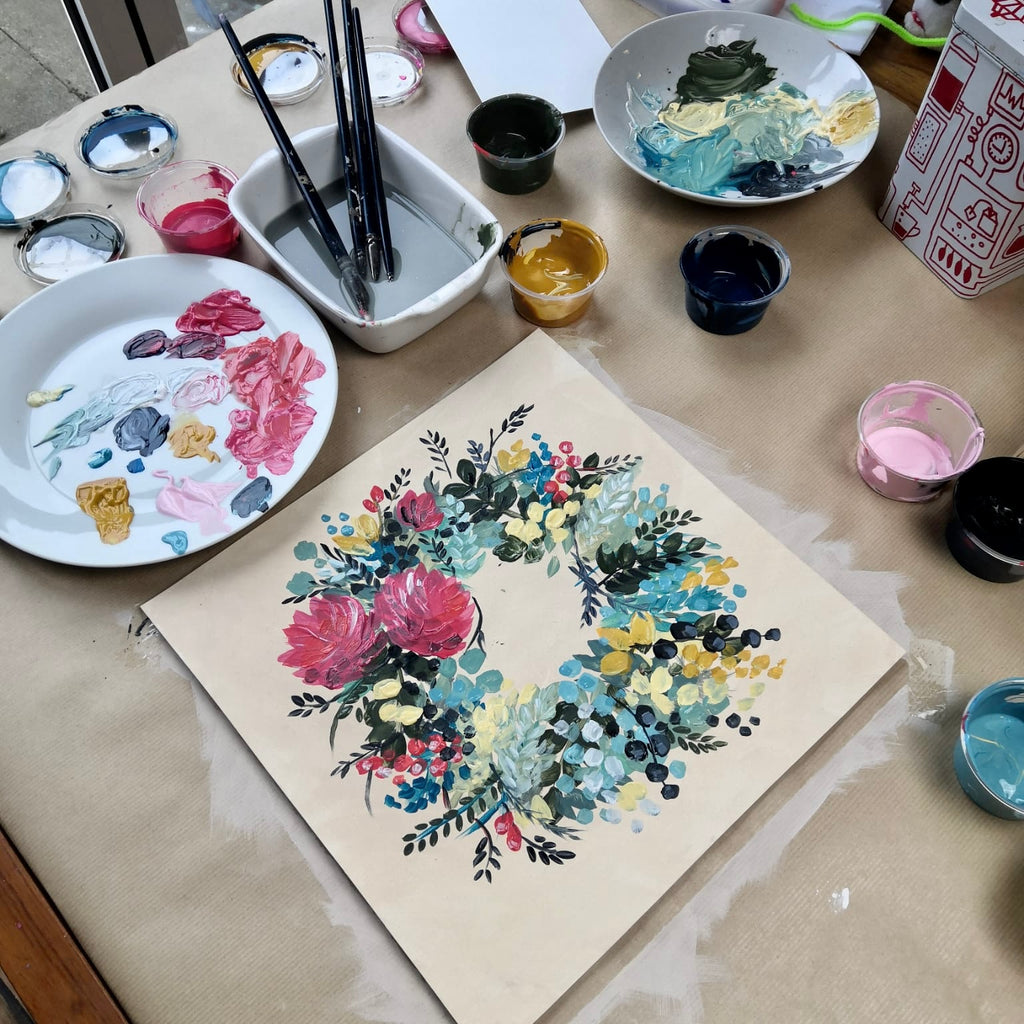 Recorded Christmas Wreath mini masterclass in acrylics