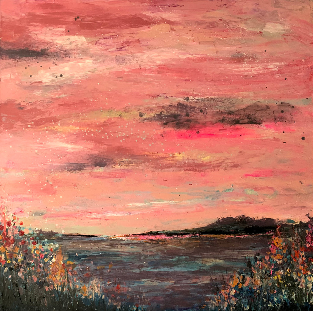 Abstract landscape, ‘Pink sky dreaming’