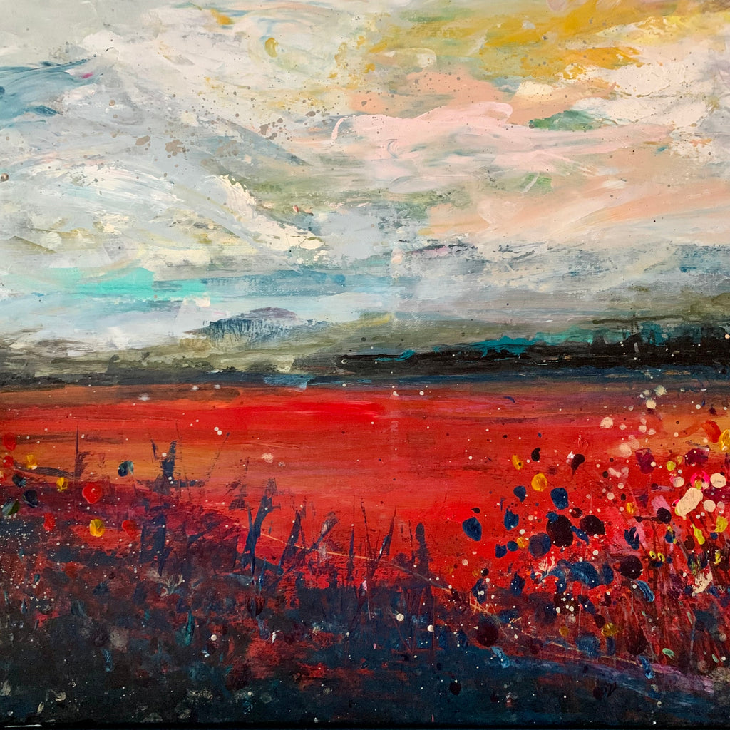 Abstract landscape, ‘Fields of crimson and gold’