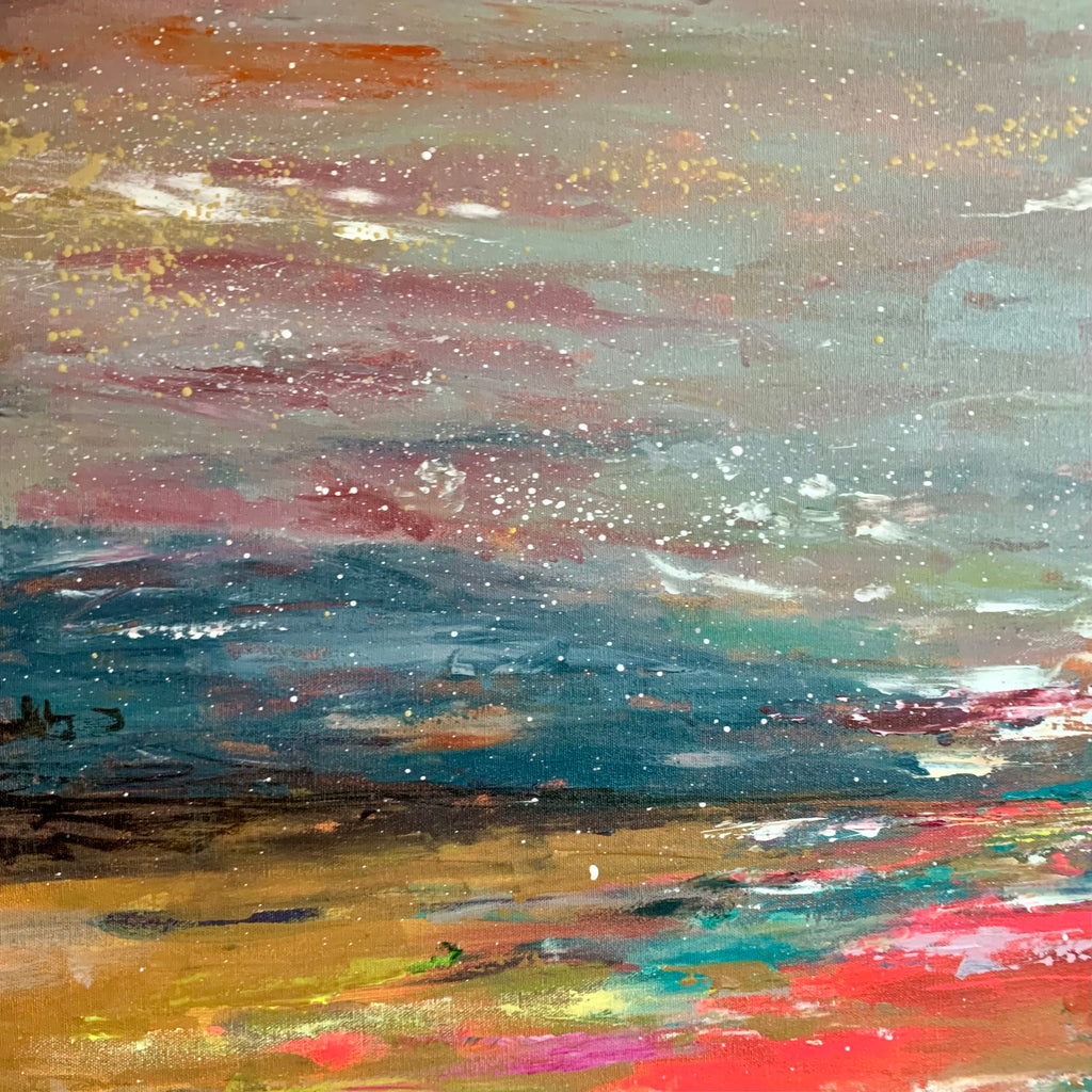 Abstract landscape, ‘Dark sands’, 70 x 100cm on deep canvas (4cm)
