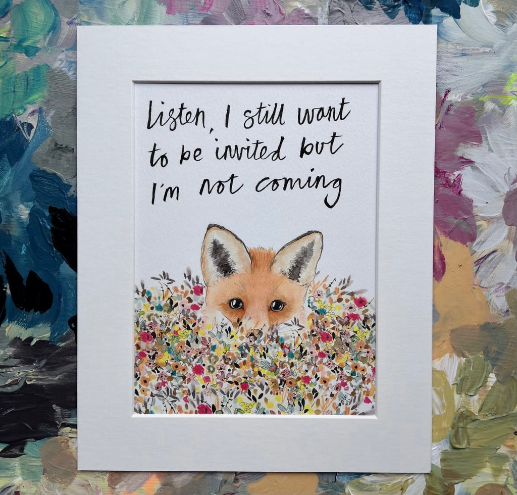 Animal art, Flower field, fox cub.