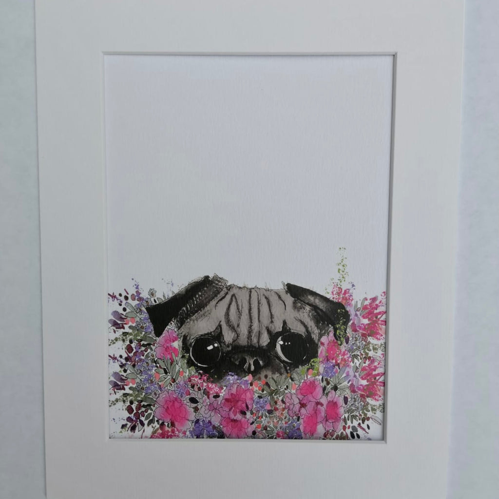 Animal art, Pug eyes in flowers