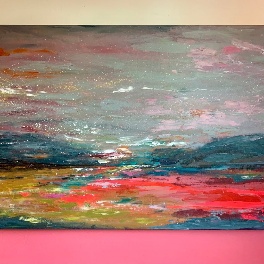 Abstract landscape, ‘Dark sands’, 70 x 100cm on deep canvas (4cm)