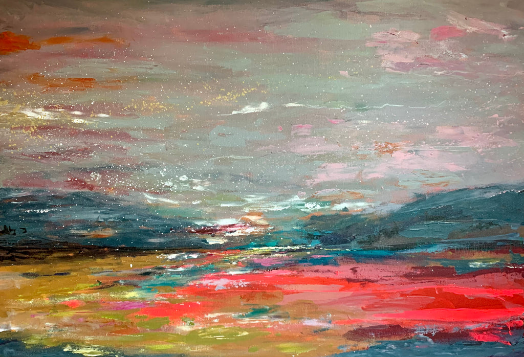 Abstract landscape, ‘Dark sands’, 70 x 100cm on deep canvas (4cm)