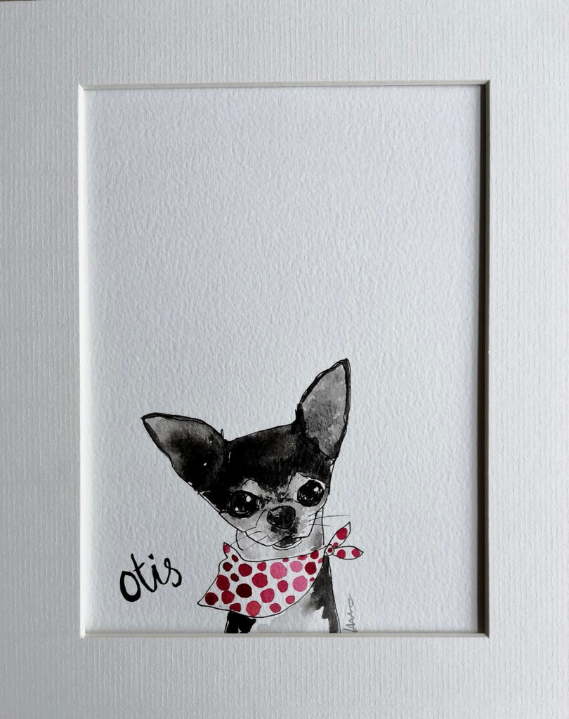 Pet portraits, mini black and white, sketchy dog