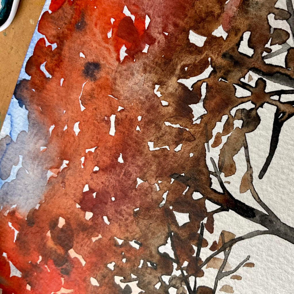 Recorded and ready to watch experimental watercolour trees (set of 4  Fir tree wood, Leafy beech tree, Bonsai and Wooded avenue)